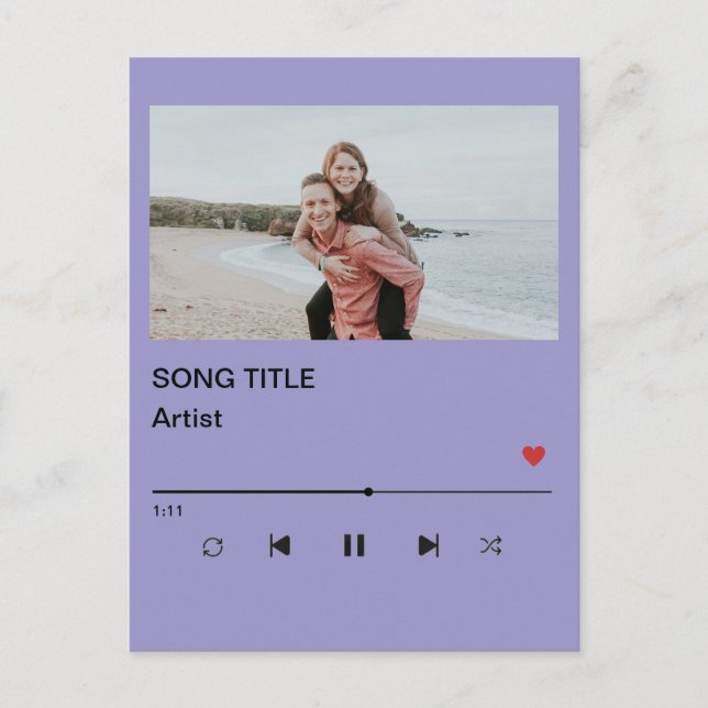 Postal Custom Playlist Photo and Song QR Code Post Postcard (Front)