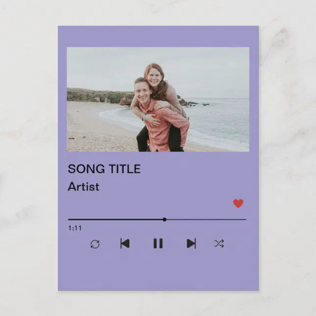 Pin Code. Song Postal Custom Playlist Photo and Song QR Code Post Postcard | Zazzle