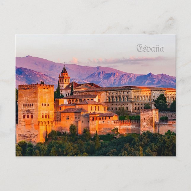 postal palacio Carlos V en Granada - España Postcard (Front)