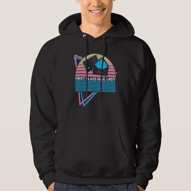 Postal Service Postman Retro First Class Mail Lady Hoodie (Front)
