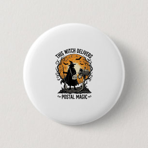 Postal Witch Shirt Vintage Halloween Mail Carrier 6 Cm Round Badge