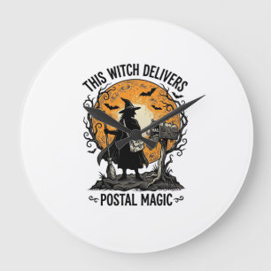 Postal Witch Shirt Vintage Halloween Mail Carrier  Large Clock
