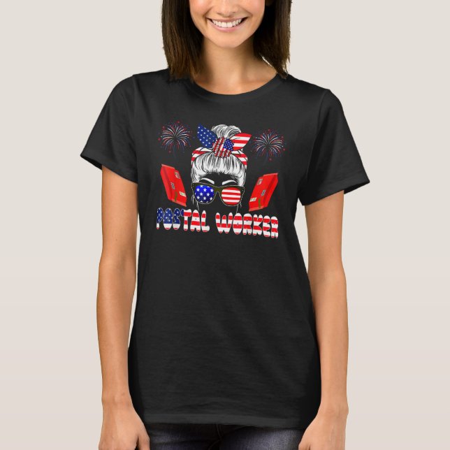 Postal Worker 4th Of July Woman Bow Tie American F T-Shirt (Front)