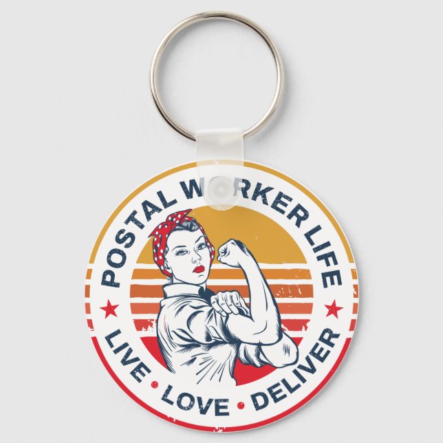 Postal Worker Birthday Post Office Coworker Key Ring (Front)