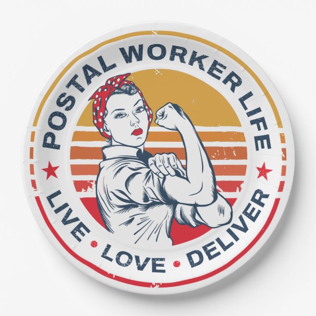 Postal Worker Birthday Post Office Coworker Paper Plate (Front)