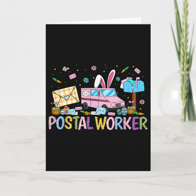 Postal Worker Easter Mail Carrier Easter Bunny Pos Card (Front)