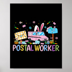 Postal Worker Easter Mail Carrier Easter Bunny Pos Poster