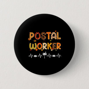 Postal Worker Fall Mail Envelope Heartbeat Postman 6 Cm Round Badge