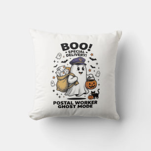 Postal Worker Ghost Mode Halloween Delivery Design Cushion
