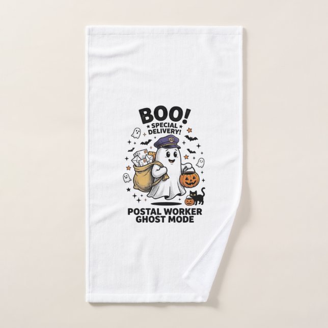 Postal Worker Ghost Mode Halloween Delivery Design Hand Towel (Hand Towel)