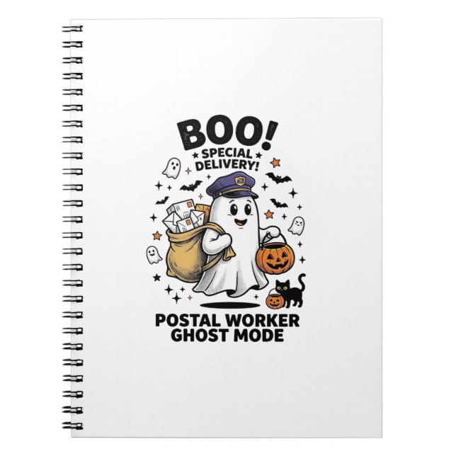 Postal Worker Ghost Mode Halloween Delivery Design Notebook (Front)