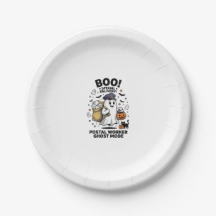 Postal Worker Ghost Mode Halloween Delivery Design Paper Plate