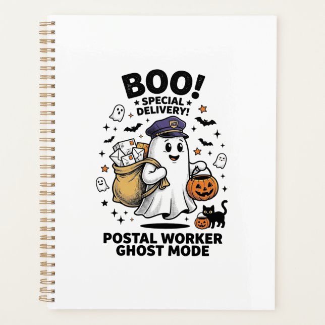 Postal Worker Ghost Mode Halloween Delivery Design Planner (Front)