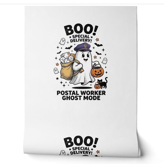 Postal Worker Ghost Mode Halloween Delivery Design Wallpaper (Unrolling)