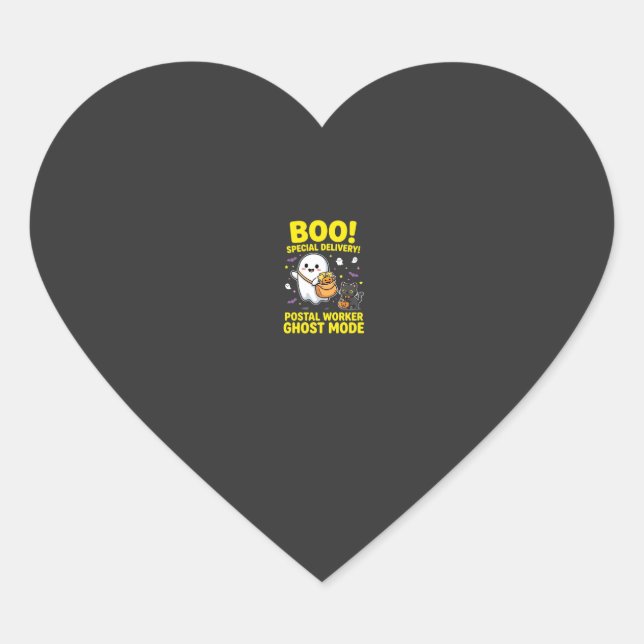 Postal Worker Ghost Mode Halloween Design_1 Heart Sticker (Front)