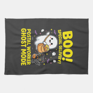 Postal Worker Ghost Mode Halloween Design_1 Tea Towel