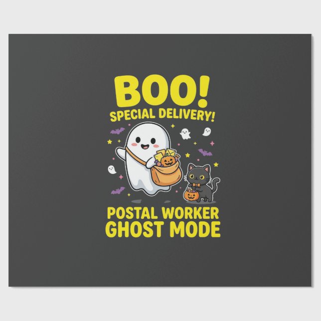Postal Worker Ghost Mode Halloween Design_1 Wrapping Paper (Flat)