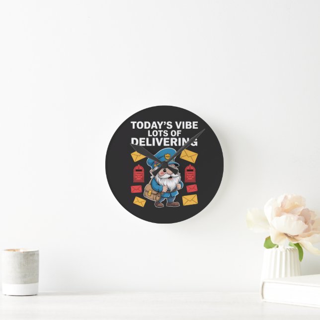Postal Worker Gnomes Mail Round Clock (Home)