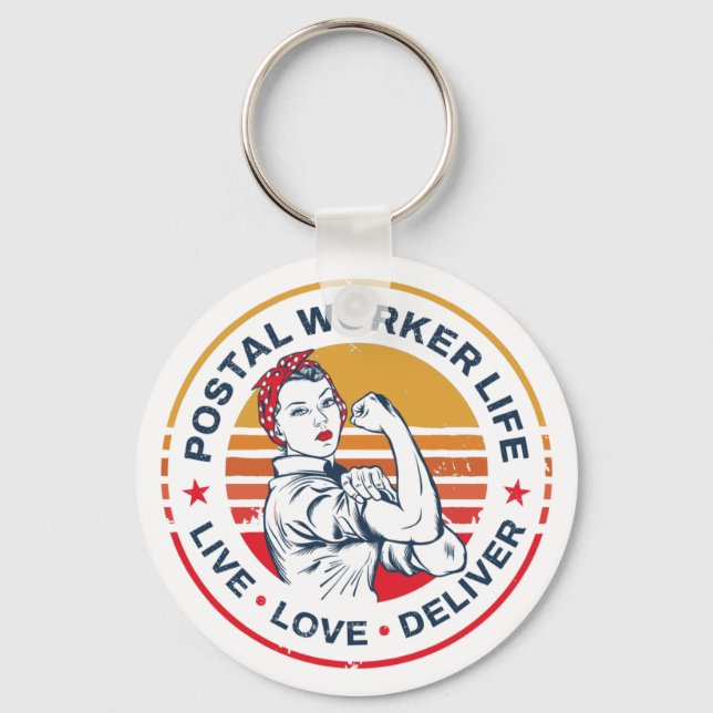 Postal Worker Life Gag Post Office Coworker Key Ring (Front)