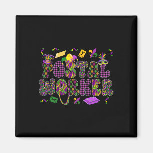 Postal Worker Mardi Gras Symbols Masked Jester Hat Magnet