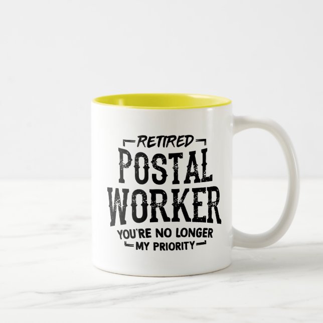 Postal Worker Retirement Keepsake Mailman Funny Two-Tone Coffee Mug (Right)