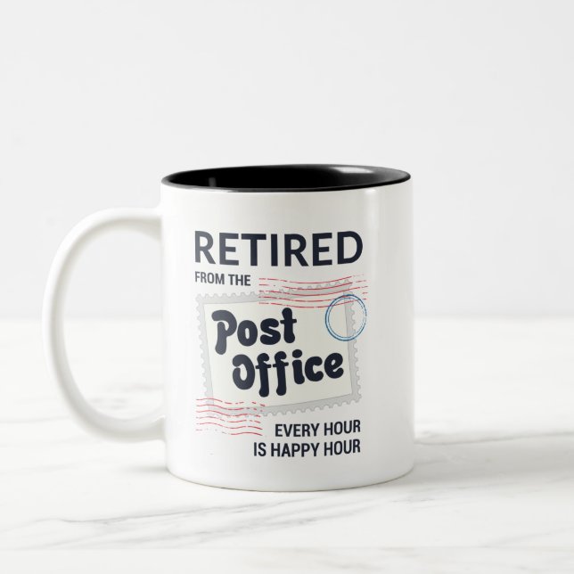 Postal Worker Retirement Mailman Funny Two-Tone Coffee Mug (Left)