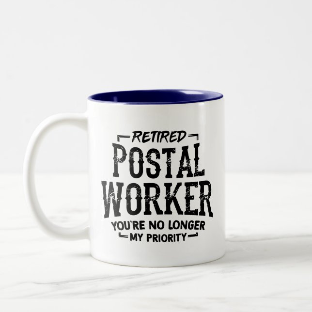 Postal Worker Retirement Mailman Funny  Two-Tone Coffee Mug (Left)