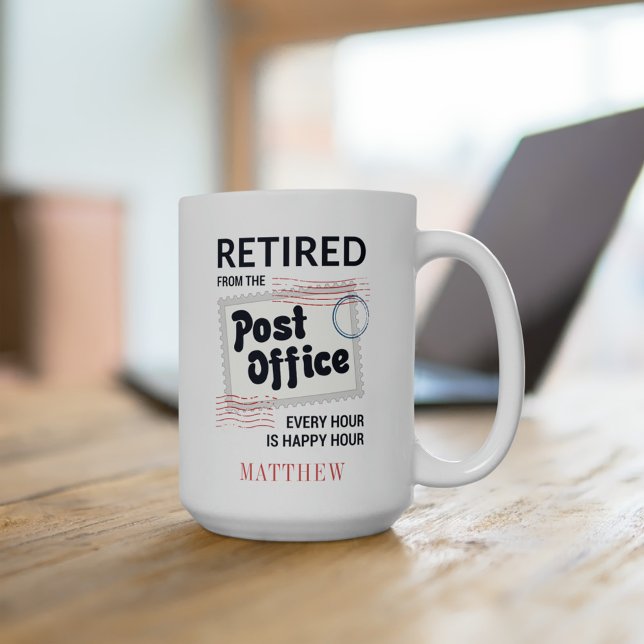 Postal Worker Retirement Mailman Personalised Name Two-Tone Coffee Mug (Retired Postal Worker Custom Coffee Mug)