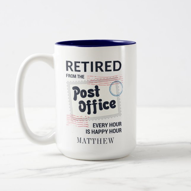 Postal Worker Retirement Mailman Personalised Two-Tone Coffee Mug (Left)