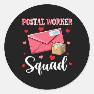 Postal Worker Squad Cute Tools Valentine Hearts Pr Classic Round Sticker
