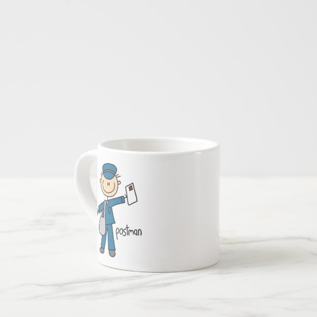 Postal Worker Stick Figure Espresso Cup (Front Left)