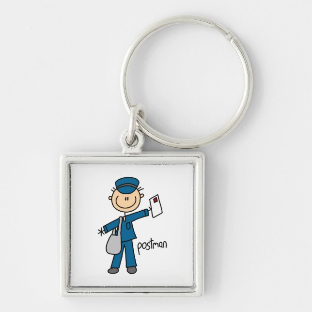 Postal Worker Stick Figure Key Ring (Front)