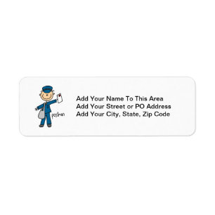 Postal Worker Stick Figure Return Address Label