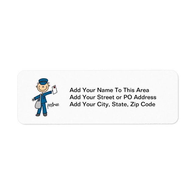 Postal Worker Stick Figure Return Address Label (Front)