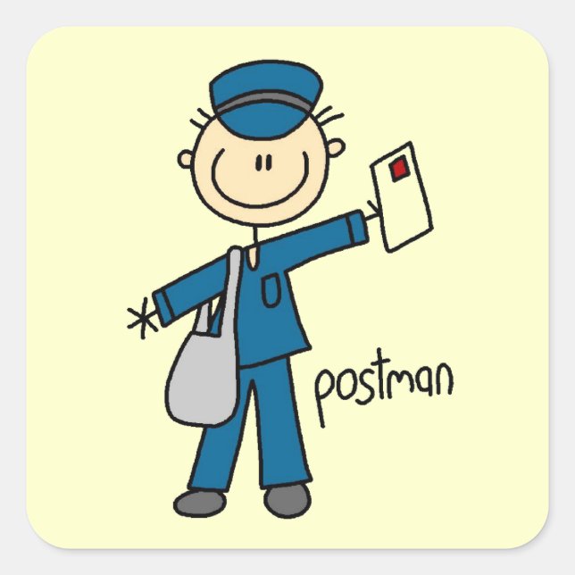 Postal Worker Stick Figure Square Sticker (Front)