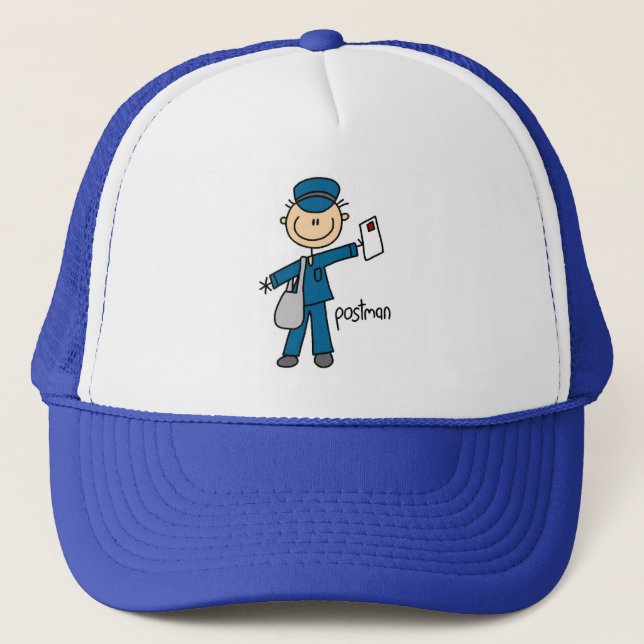 Postal Worker Stick Figure Trucker Hat (Front)