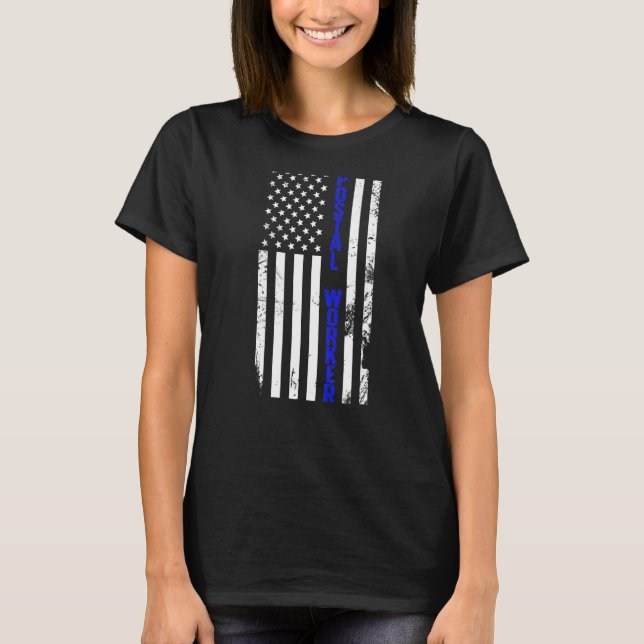 Postal Worker US Flag Postman Mail Carrier Mailman T-Shirt (Front)
