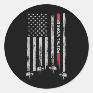 Postal Worker Vintage Usa American Flag Us Postal Classic Round Sticker
