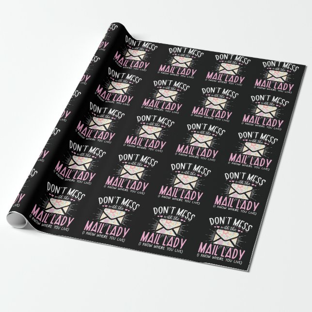 Postal Worker Wife Funny Mailman Woman Wrapping Paper (Unrolled)