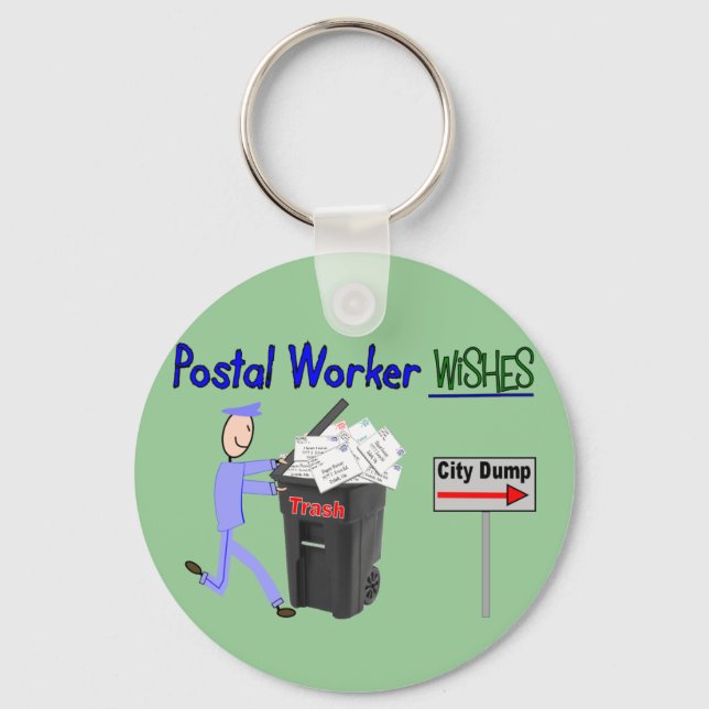 Postal Worker Wishes--Funny Key Ring (Front)
