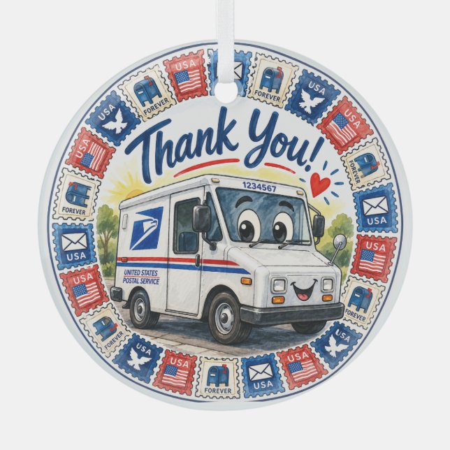 Postal Workers Appreciation  Glass Tree Decoration (Front)