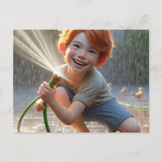 Postcar- Happy little boy playing Postcard