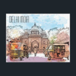 Postcard<br><div class="desc">Delhi India watercolor Postcard by designer Brad Hines</div>