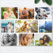 Postcard 9 Photo Template Rounded Frame Collage