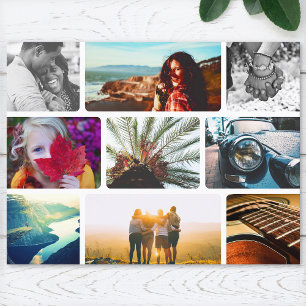 Postcard 9 Photo Template Rounded Frame Collage