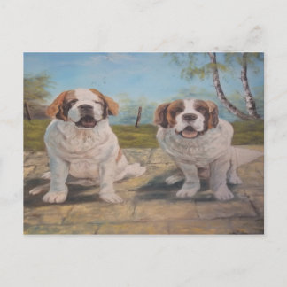 Postcard Ann Hayes Painting Two St Bernards