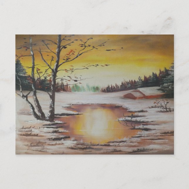 Postcard Ann Hayes Painting Winter Scene (Front)