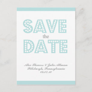 {postcard} aqaua vintage inspired save the date announcement postcard