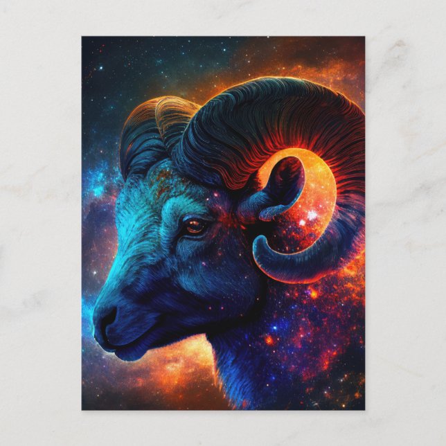 Postcard Aries Zodiac Star Sign (Front)