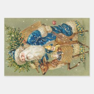 Postcard Art Santa Santa Clause St Nick Nicholas Wrapping Paper Sheet